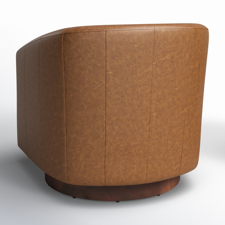 Bennett Genuine Leather Swivel Barrel Chair & Reviews